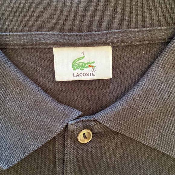 Lacoste 2 button short sleeve polo in mens Lacoste size 4 in black - Picture 3 of 4